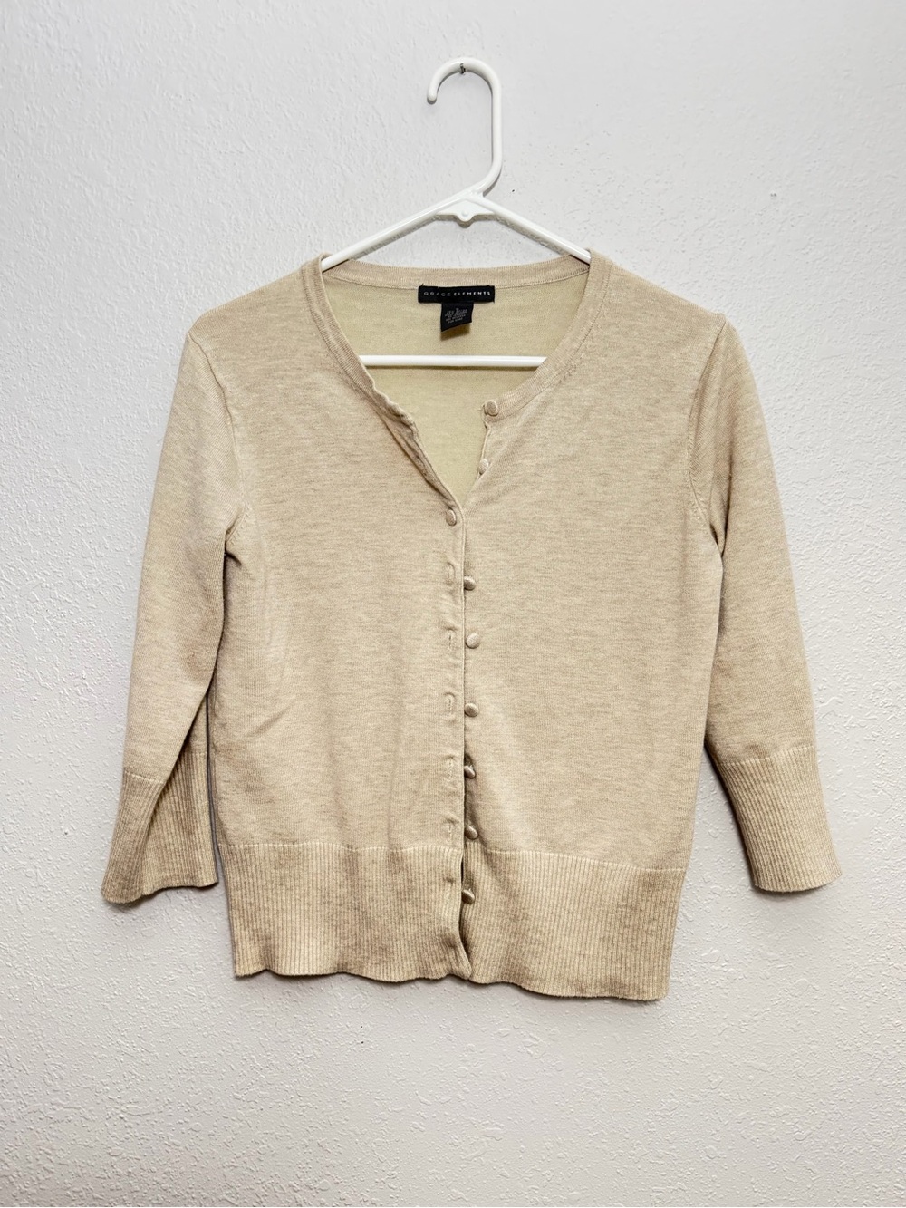 Grace Elements Cream Button-Front Women's Cardigan